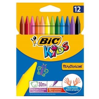 COULEURES A LA CIRE 12 PCS BIC KIDS PLASTIDECOR