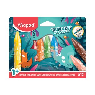Crayon cires jumbo boîte de 12 Jungle fever - Maped