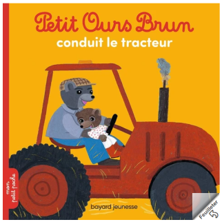PETIT OURS BRUN CONDUIT LE TRACTEUR